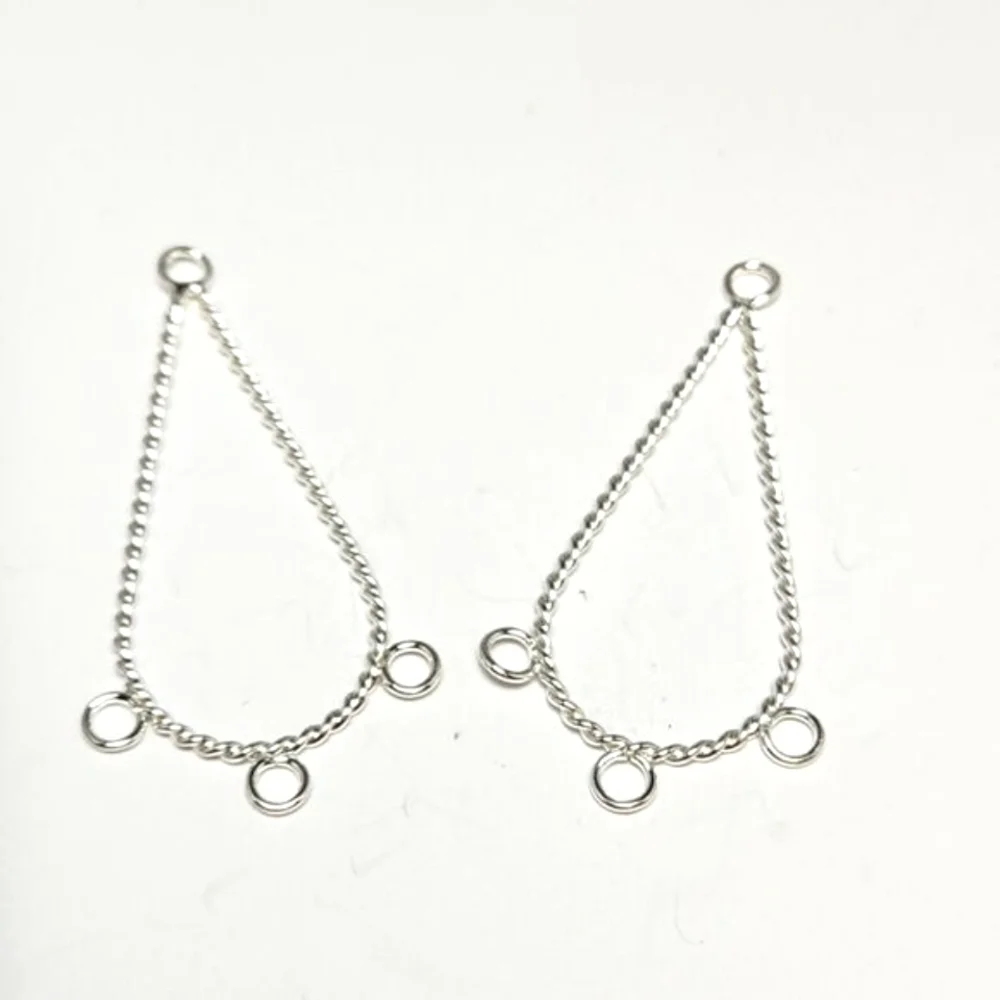 Chandelier Earring Components Twisted Teardrop Shaped 3 Drop Loops